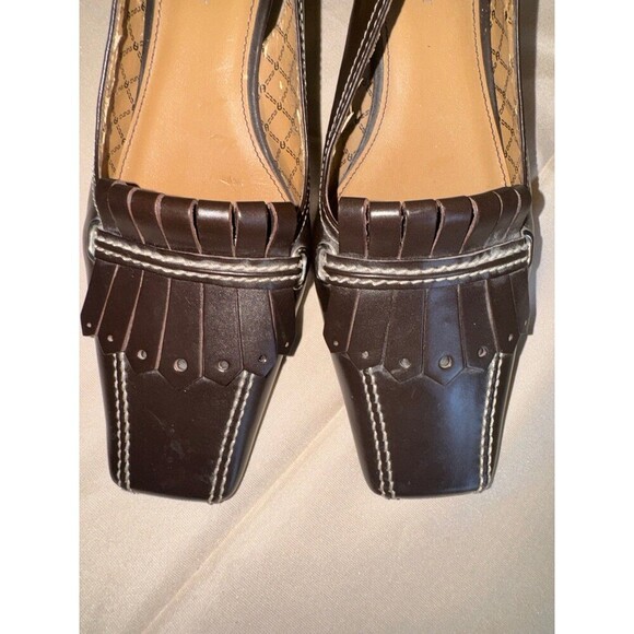 Etienne Aigner Eberhart Leather Slingback Square Toe Heels Size 7.5 - Picture 3 of 8